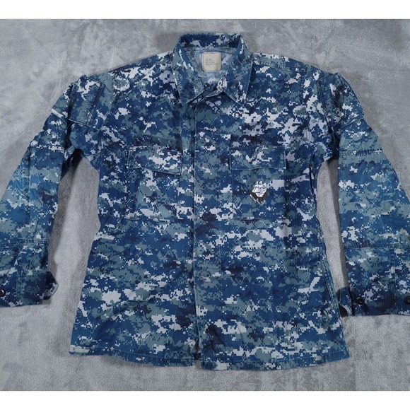 US NAVY Digital Blue Camo Shirt Working Blouse‎ Jacket Top Utility Uniform USN - Picture 1 of 11